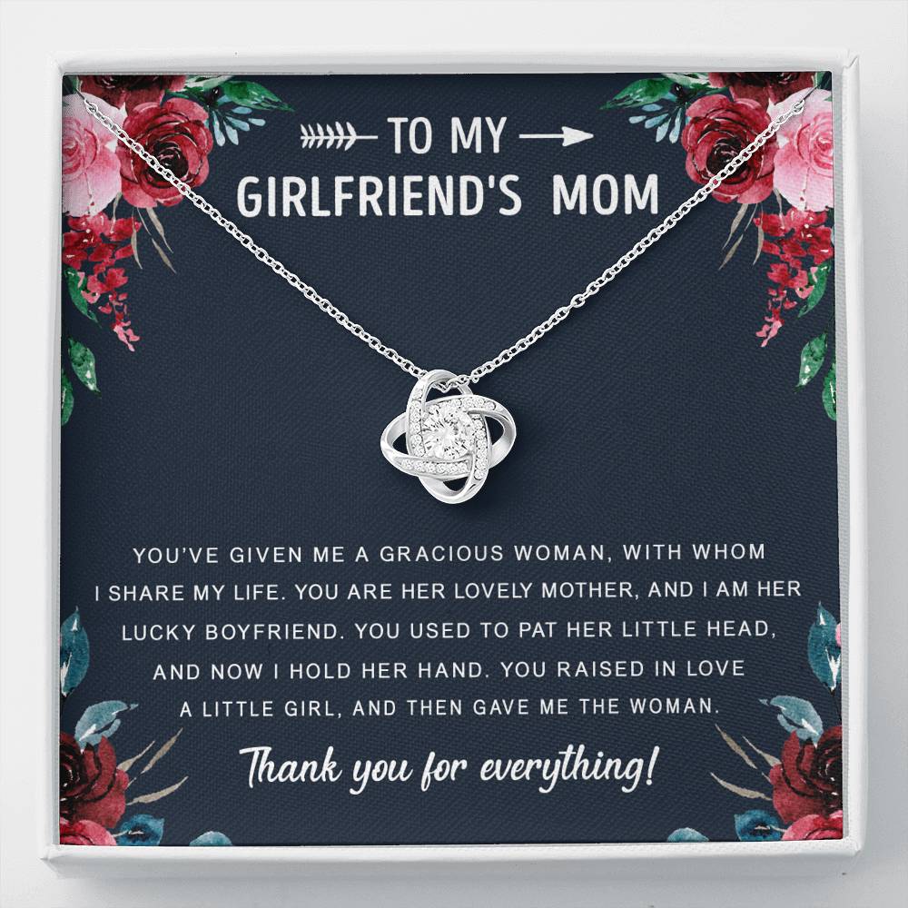 litzzy To My Girlfriend's Mom - Gift For Mother's Day, Birthday, Anniversary - Love Knot - Necklace Gift For Her, Wife, Girlfriend, Anniversary, Wedding, Valentine, Birthday with Message Card Jewelry Standard Box  