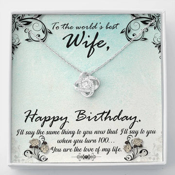 litzzy To The World's Best Wife Happy Birthday Love Knot Necklace - Gifts For Wife Necklace Valentines Day Custom Made Romantic Gift For My Best Wife Ever Jewelry Standard Box  