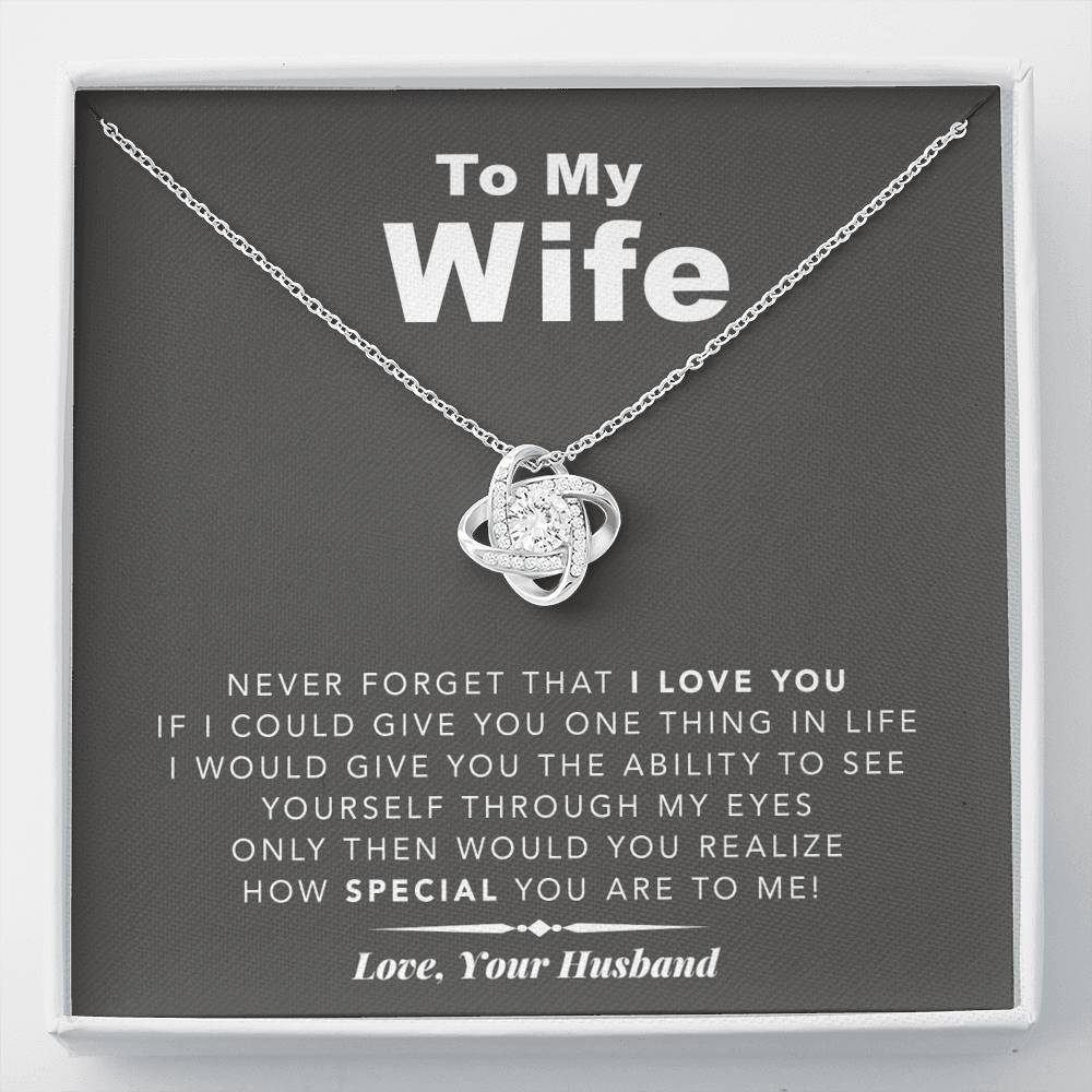 litzzy To My Wife Never Forget That I Love You - Gift For Christmas, Birthday, Anniversary Love Knot - Necklace Gift For Her, Wife, Girlfriend, Anniversary, Wedding, Valentine, Birthday with Message Card Jewelry Default Title  