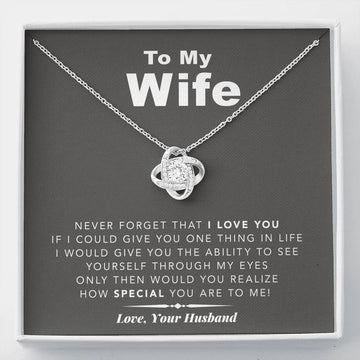 litzzy To My Wife Never Forget That I Love You - Gift For Christmas, Birthday, Anniversary Love Knot - Necklace Gift For Her, Wife, Girlfriend, Anniversary, Wedding, Valentine, Birthday with Message Card Jewelry Default Title  