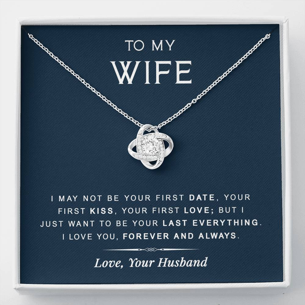 litzzy To My Wife - Last Everything - Gift For Birthday, Anniversary - Love Knot - Necklace Gift For Her, Wife, Girlfriend, Anniversary, Wedding, Valentine, Birthday with Message Card Jewelry Standard Box  