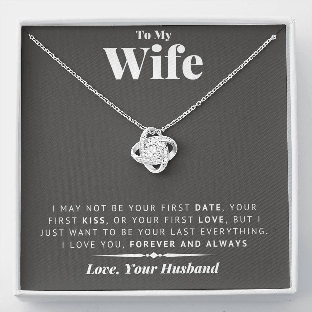 litzzy To My Wife - Last Everything Love Knot - Necklace Gift For Her, Wife, Girlfriend, Anniversary, Wedding, Valentine, Birthday with Message Card Jewelry Default Title  
