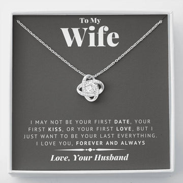 litzzy To My Wife - Last Everything Love Knot - Necklace Gift For Her, Wife, Girlfriend, Anniversary, Wedding, Valentine, Birthday with Message Card Jewelry Default Title  