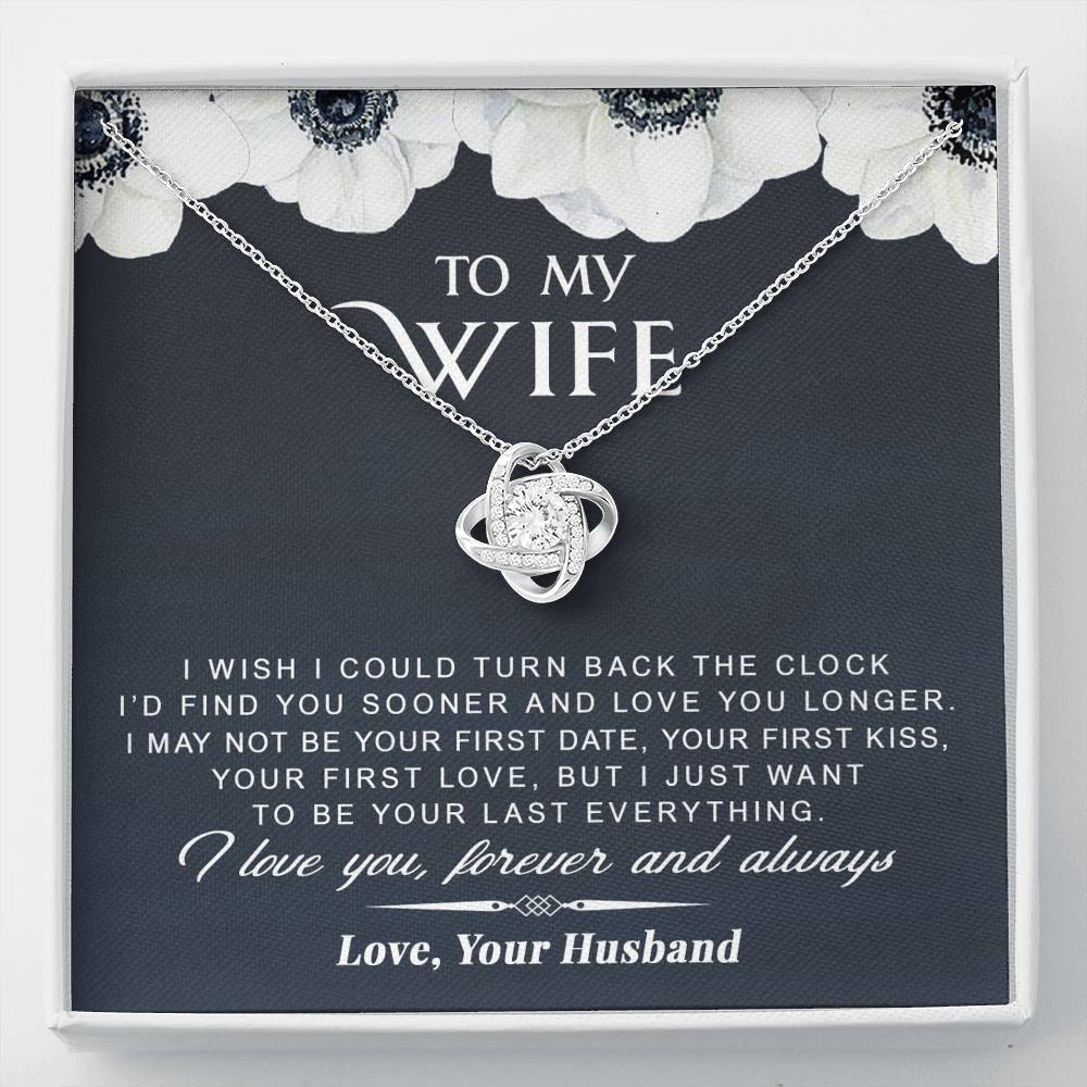 litzzy To My Wife - Turn Back The Clock - Gift For Valentine, Mother's Day, Birthday, Anniversary - Love Knot - Necklace Gift For Her, Wife, Girlfriend, Anniversary, Wedding, Valentine, Birthday with Message Card Jewelry Standard Box  
