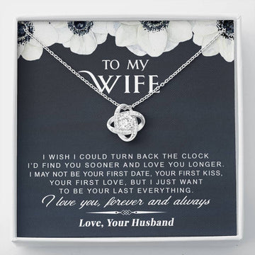 litzzy To My Wife - Turn Back The Clock - Gift For Valentine, Mother's Day, Birthday, Anniversary - Love Knot - Necklace Gift For Her, Wife, Girlfriend, Anniversary, Wedding, Valentine, Birthday with Message Card Jewelry Standard Box  