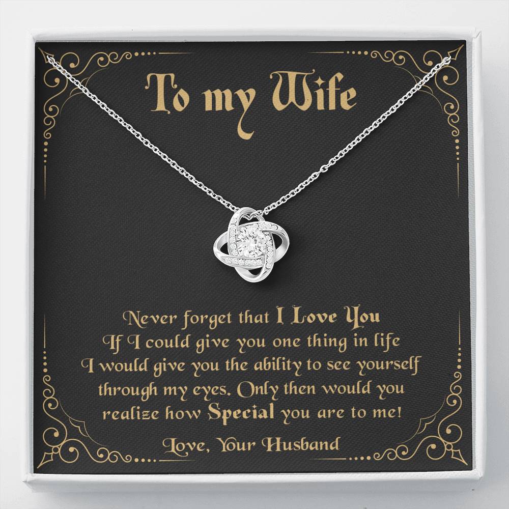 litzzy To My Wife Never Forget That I Love You - Wife Appreciation Day Gift Love Knot - Necklace Gift For Her, Wife, Girlfriend, Anniversary, Wedding, Valentine, Birthday with Message Card Jewelry Default Title  