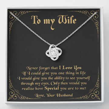 litzzy To My Wife Never Forget That I Love You - Wife Appreciation Day Gift Love Knot - Necklace Gift For Her, Wife, Girlfriend, Anniversary, Wedding, Valentine, Birthday with Message Card Jewelry Default Title  