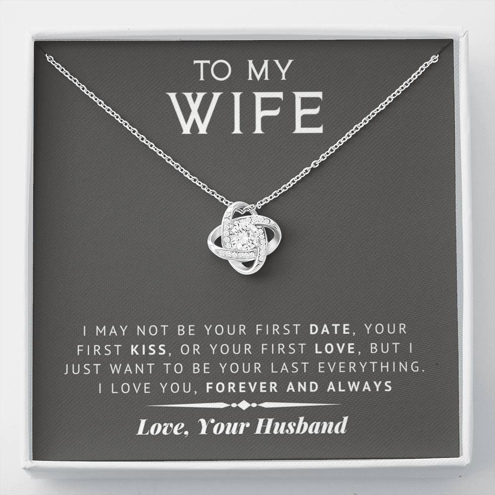 litzzy To My Wife - Last Everything - Gift For Valentine, Birthday, Anniversary - Love Knot - Necklace Gift For Her, Wife, Girlfriend, Anniversary, Wedding, Valentine, Birthday with Message Card Jewelry Standard Box  