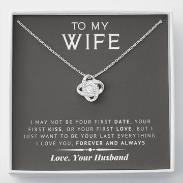 litzzy To My Wife - Last Everything - Gift For Valentine, Birthday, Anniversary - Love Knot - Necklace Gift For Her, Wife, Girlfriend, Anniversary, Wedding, Valentine, Birthday with Message Card Jewelry Standard Box  