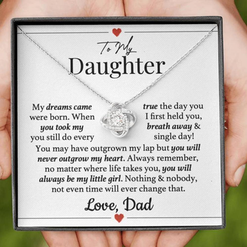 litzzy Always My Little Girl Daughter Necklace , Litzzy To My Daughter Love Knot Necklace Jewelry 14K White Gold Finish Standard Box 