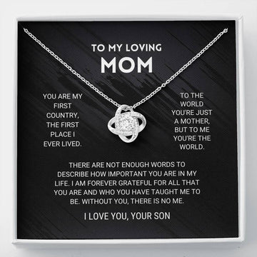 litzzy Litzzy Love Knot Necklace To my Mom, You're The World From Son Jewelry Classic Two Tone  