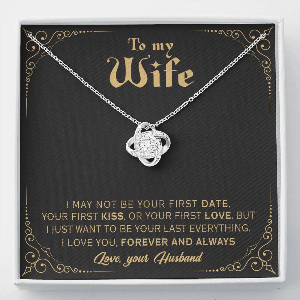 litzzy To My Wife - Last Everything - Love Knot Necklace - Necklace Gift For Her, Wife, Girlfriend, Anniversary, Wedding, Valentine, Birthday with Message Card Jewelry   