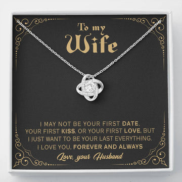 litzzy To My Wife - Last Everything - Love Knot Necklace - Necklace Gift For Her, Wife, Girlfriend, Anniversary, Wedding, Valentine, Birthday with Message Card Jewelry   