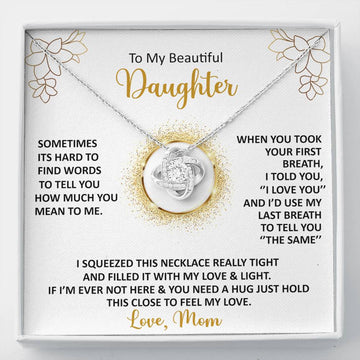 litzzy To My Beautiful Daughter - Sometimes It's Hard To Find The Words - Love Knot Necklace jewelry Standard Box  