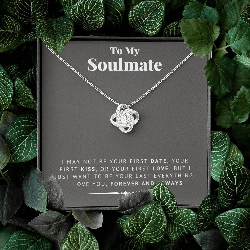litzzy To My Soulmate - Last Everything - Love Knot - Necklace Gift For Her, Wife, Girlfriend, Anniversary, Wedding, Valentine, Birthday with Message Card Jewelry   