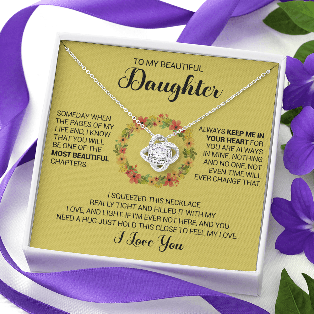 litzzy To My Beautiful Daughter - Always Keep Me In Your Heart - Love Knot Necklace jewelry   