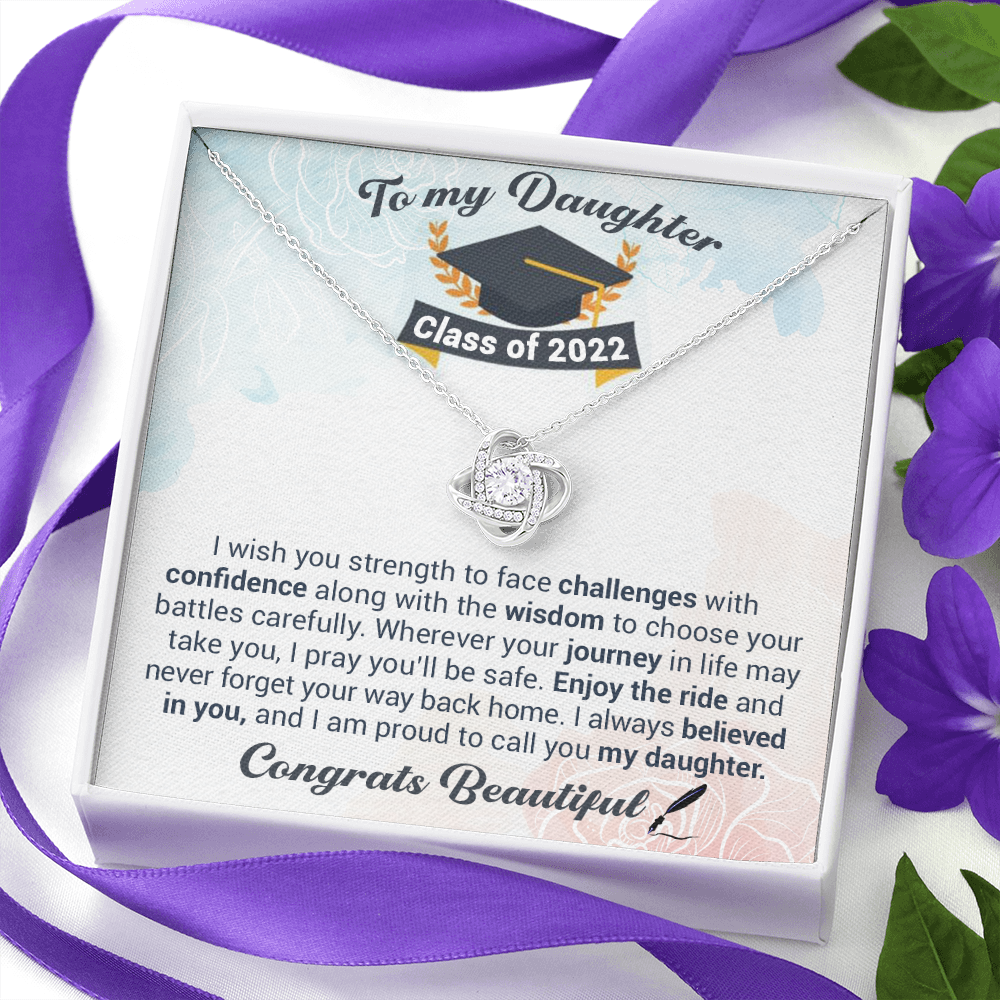 litzzy To My Daughter Class Of 2022 - Never Forget Your Way Back Home - Love Knot Necklace jewelry   