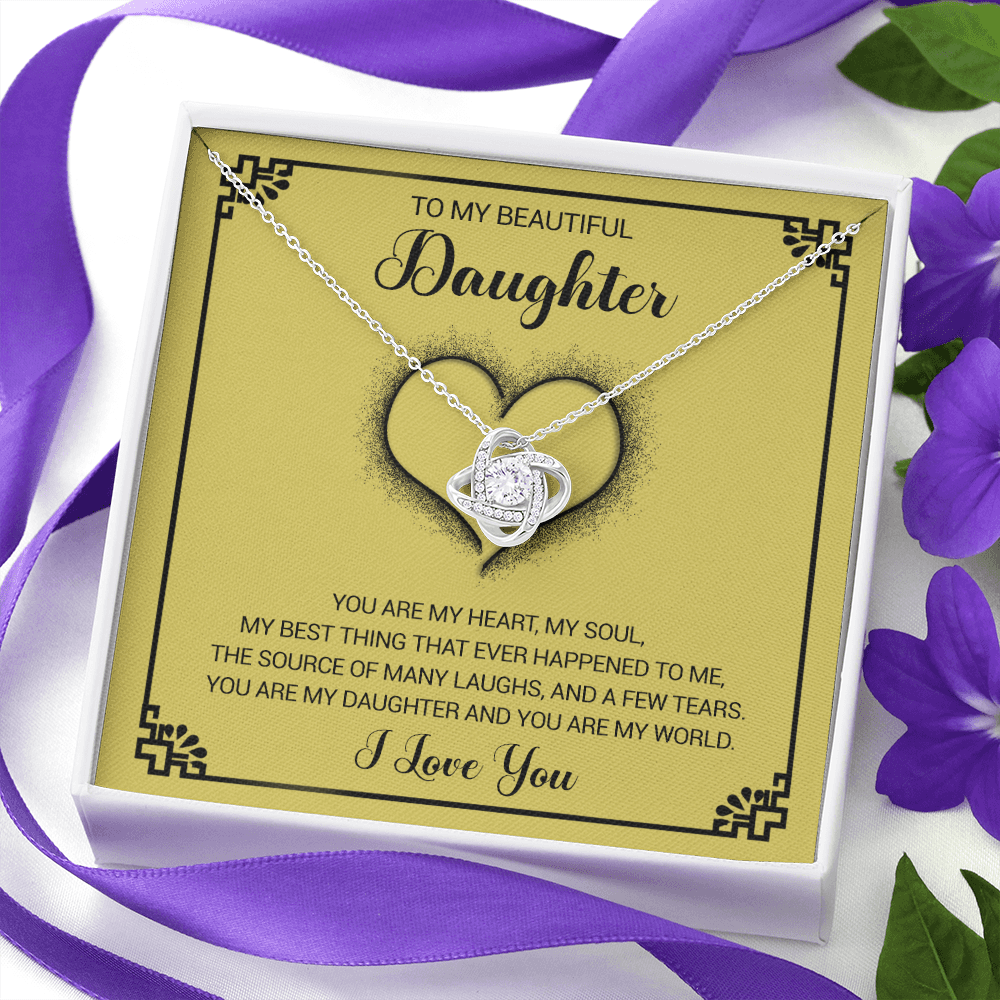 litzzy To My Beautiful Daughter - You Are My Heart My Soul - Love Knot Necklace jewelry   