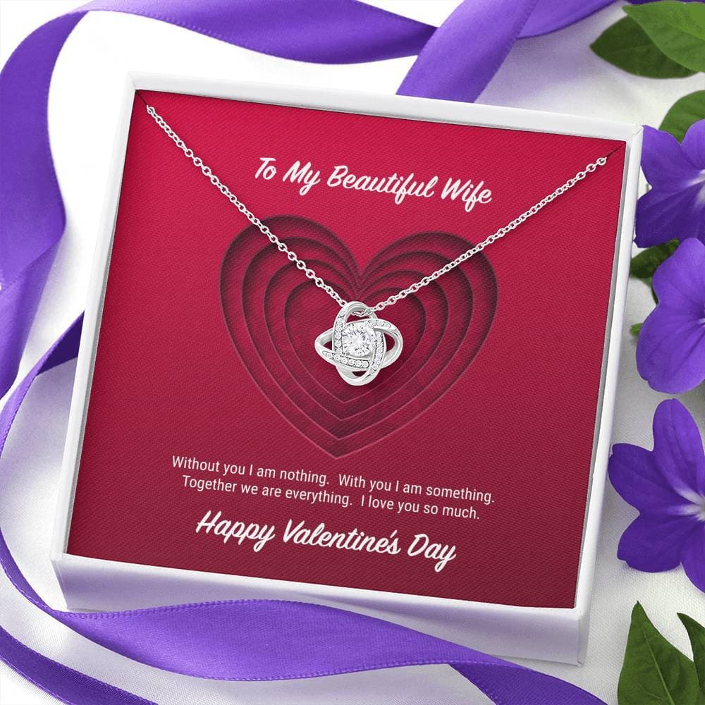 litzzy To My Beautiful Wife Valentine's Day Love Knot Necklace - Gifts For Wife Necklace Valentines Day Custom Made Romantic Gift For My Best Wife Ever    
