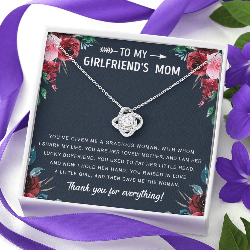 litzzy To My Girlfriend's Mom - Gift For Mother's Day, Birthday, Anniversary - Love Knot - Necklace Gift For Her, Wife, Girlfriend, Anniversary, Wedding, Valentine, Birthday with Message Card Jewelry   