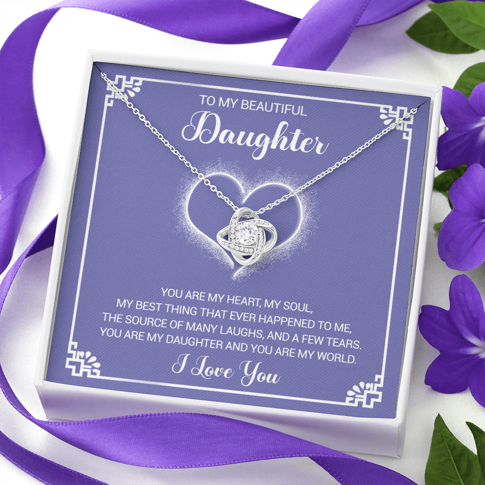 litzzy To My Beautiful Daughter - You Are My Heart My Soul - Love Knot Necklace jewelry   