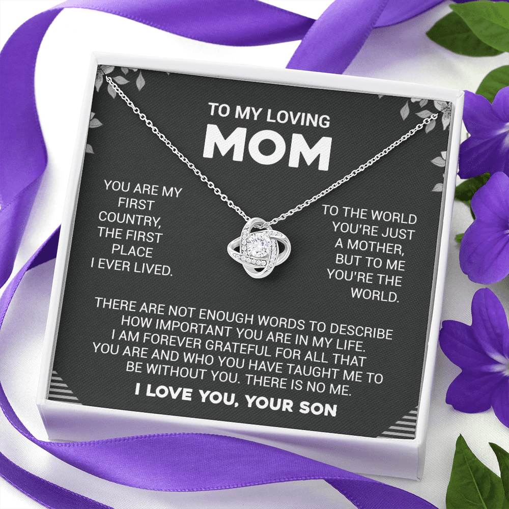 litzzy To My Loving Mom - To Me You're The World - Love Knot Necklace Jewelry   