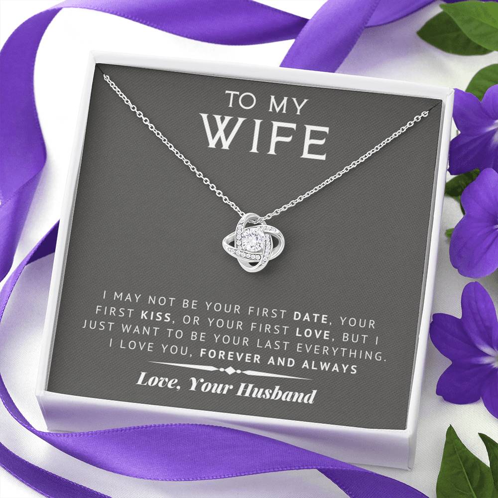litzzy To My Wife - Last Everything - Gift For Valentine, Birthday, Anniversary - Love Knot - Necklace Gift For Her, Wife, Girlfriend, Anniversary, Wedding, Valentine, Birthday with Message Card Jewelry   