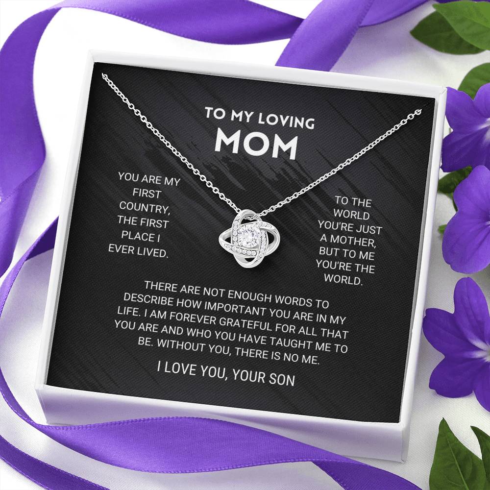 litzzy Mom - You're The World - Love Knot Necklace From Son - Litzzy Mother's Day Gifts Necklace Jewelry   