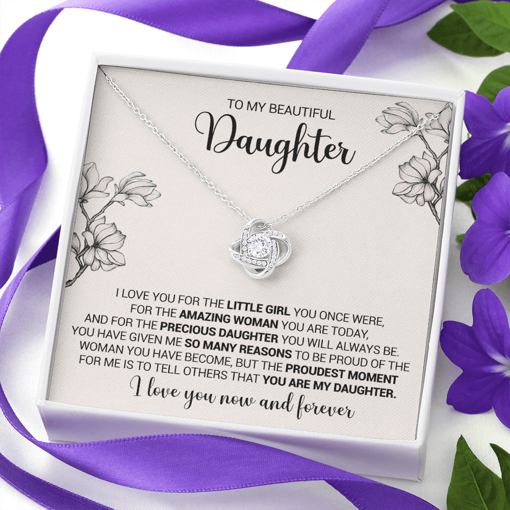 litzzy To My Beautiful Daughter - I Love You For The Little Girl You Once Were - Love Knot Necklace jewelry   