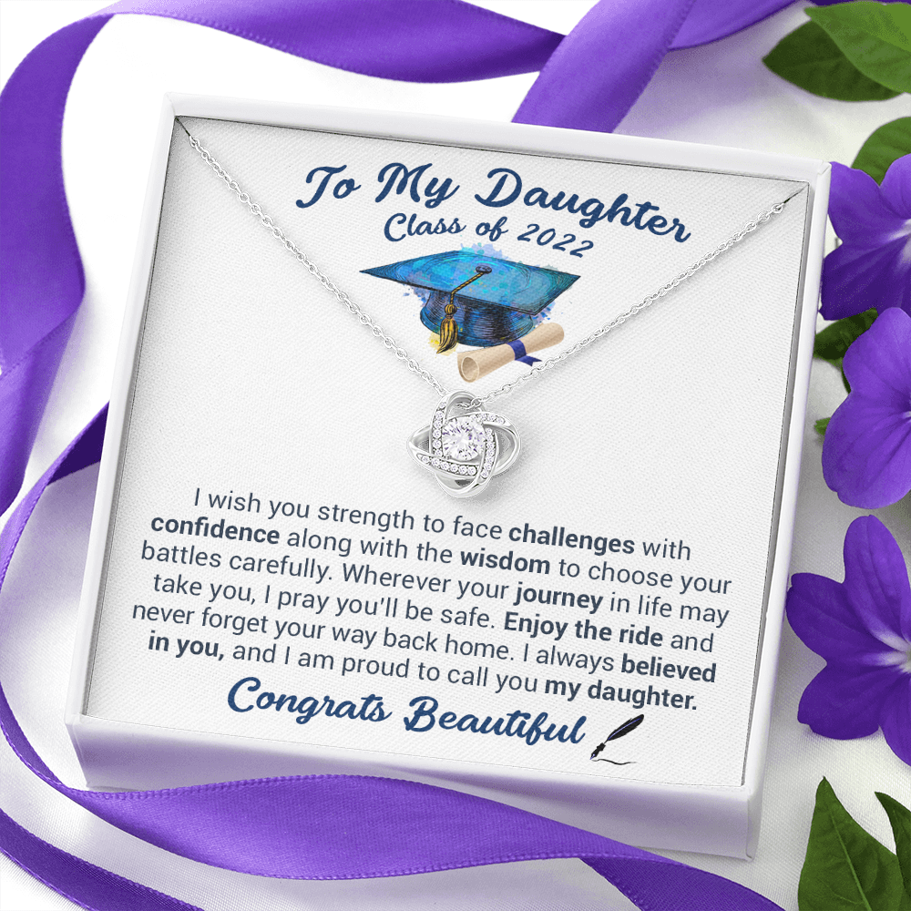 litzzy To My Daughter Class Of 2022 - Never Forget Your Way Back Home - Love Knot Necklace jewelry   