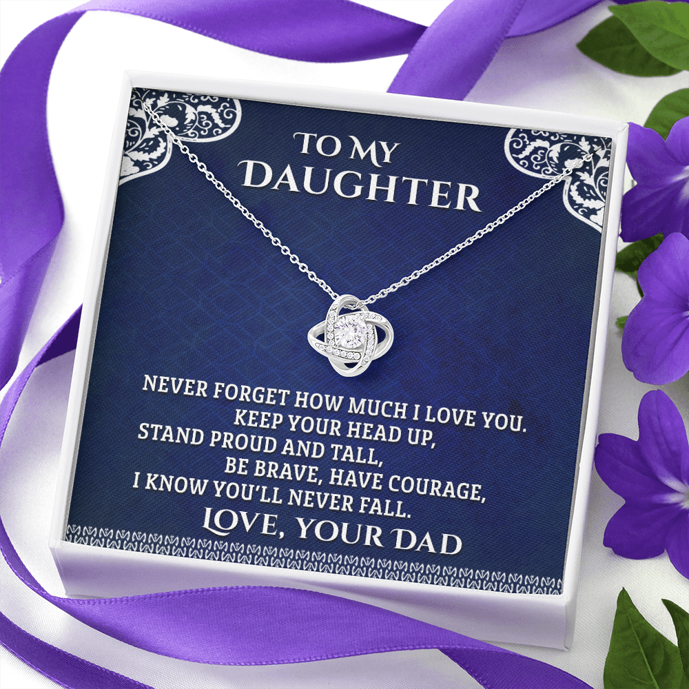 litzzy To My Daughter - Stand Proud And Tall - Love Knot Necklace jewelry   