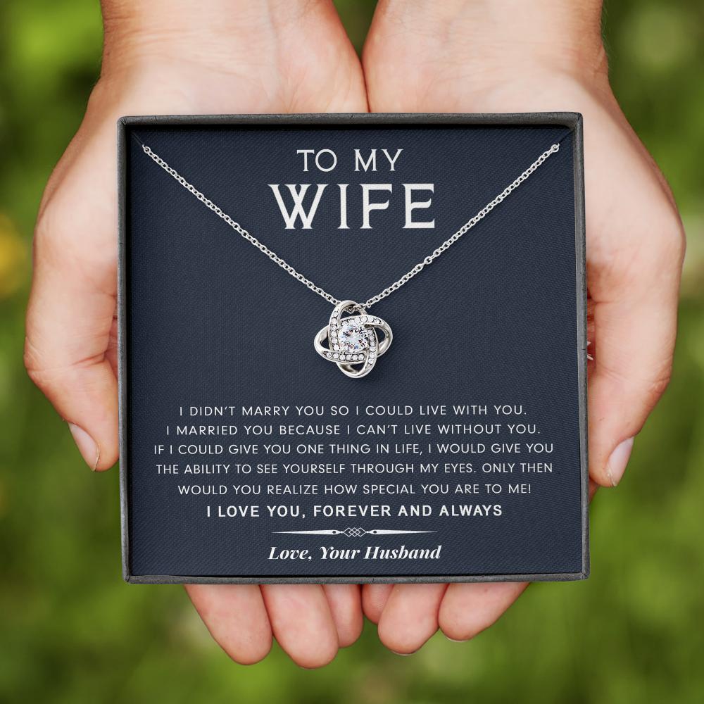 litzzy To My Wife - I Can’t Live Without You - Gift For Mother's Day, Birthday, Anniversary - Necklace Gift For Her, Wife, Girlfriend, Anniversary, Wedding, Valentine, Birthday with Message Card Jewelry   
