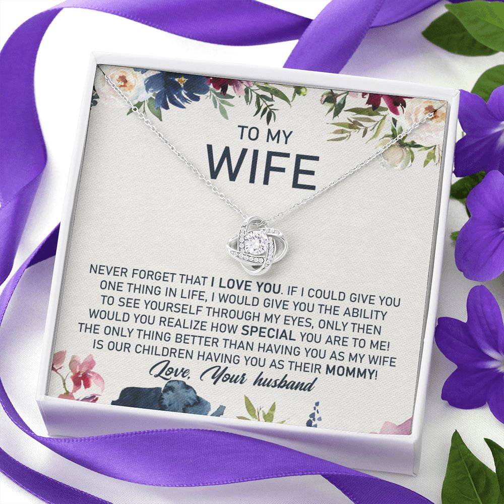 litzzy To My Wife, The Only Thing Better Than Having You As My Wife Is Our Children Having You As Their Mommy - Love Knot - Necklace Gift For Her, Wife, Girlfriend, Anniversary, Wedding, Valentine, Birthday with Message Card Jewelry   