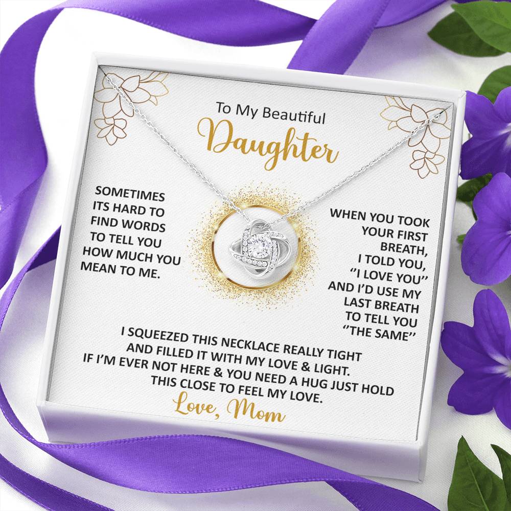 litzzy To My Beautiful Daughter - Sometimes It's Hard To Find The Words - Love Knot Necklace jewelry   