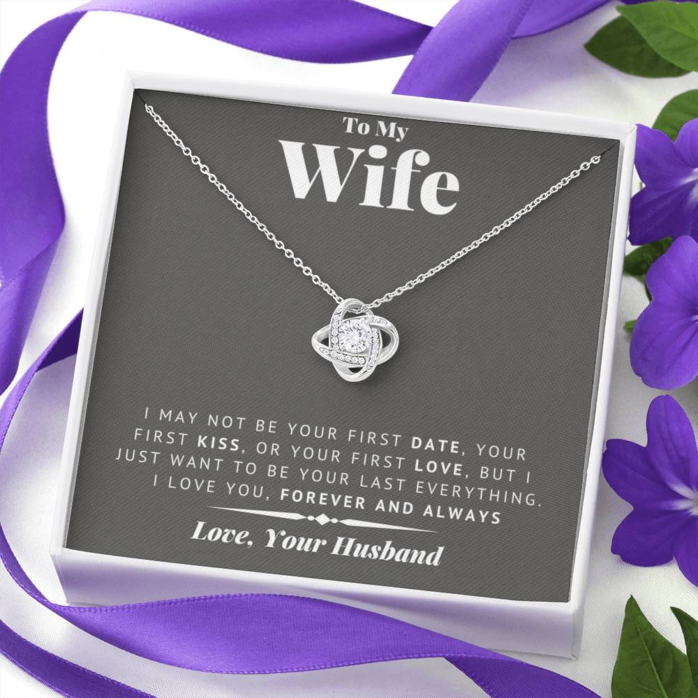 litzzy To My Wife - Last Everything Love Knot - Necklace Gift For Her, Wife, Girlfriend, Anniversary, Wedding, Valentine, Birthday with Message Card Jewelry   