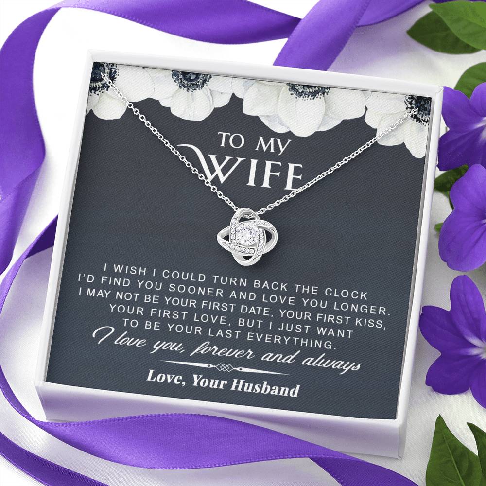 litzzy To My Wife - Turn Back The Clock - Gift For Valentine, Mother's Day, Birthday, Anniversary - Love Knot - Necklace Gift For Her, Wife, Girlfriend, Anniversary, Wedding, Valentine, Birthday with Message Card Jewelry   