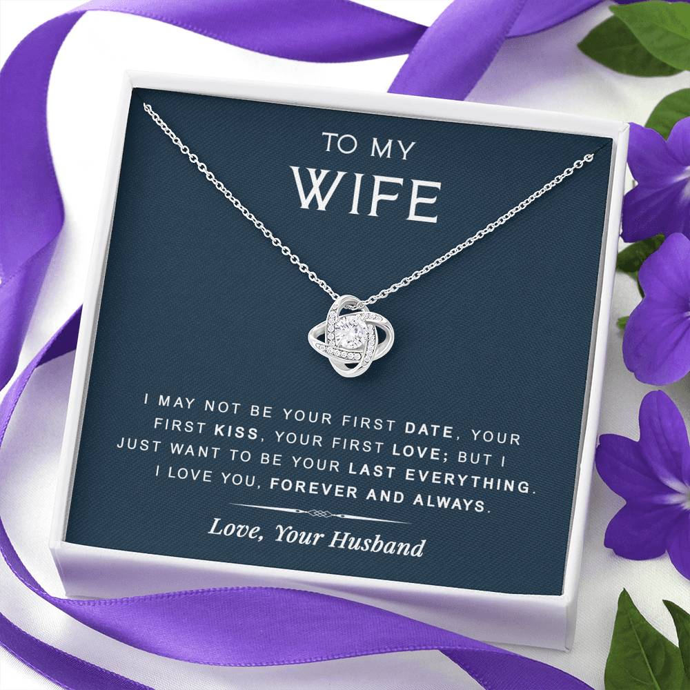 litzzy To My Wife - Last Everything - Gift For Birthday, Anniversary - Love Knot - Necklace Gift For Her, Wife, Girlfriend, Anniversary, Wedding, Valentine, Birthday with Message Card Jewelry   