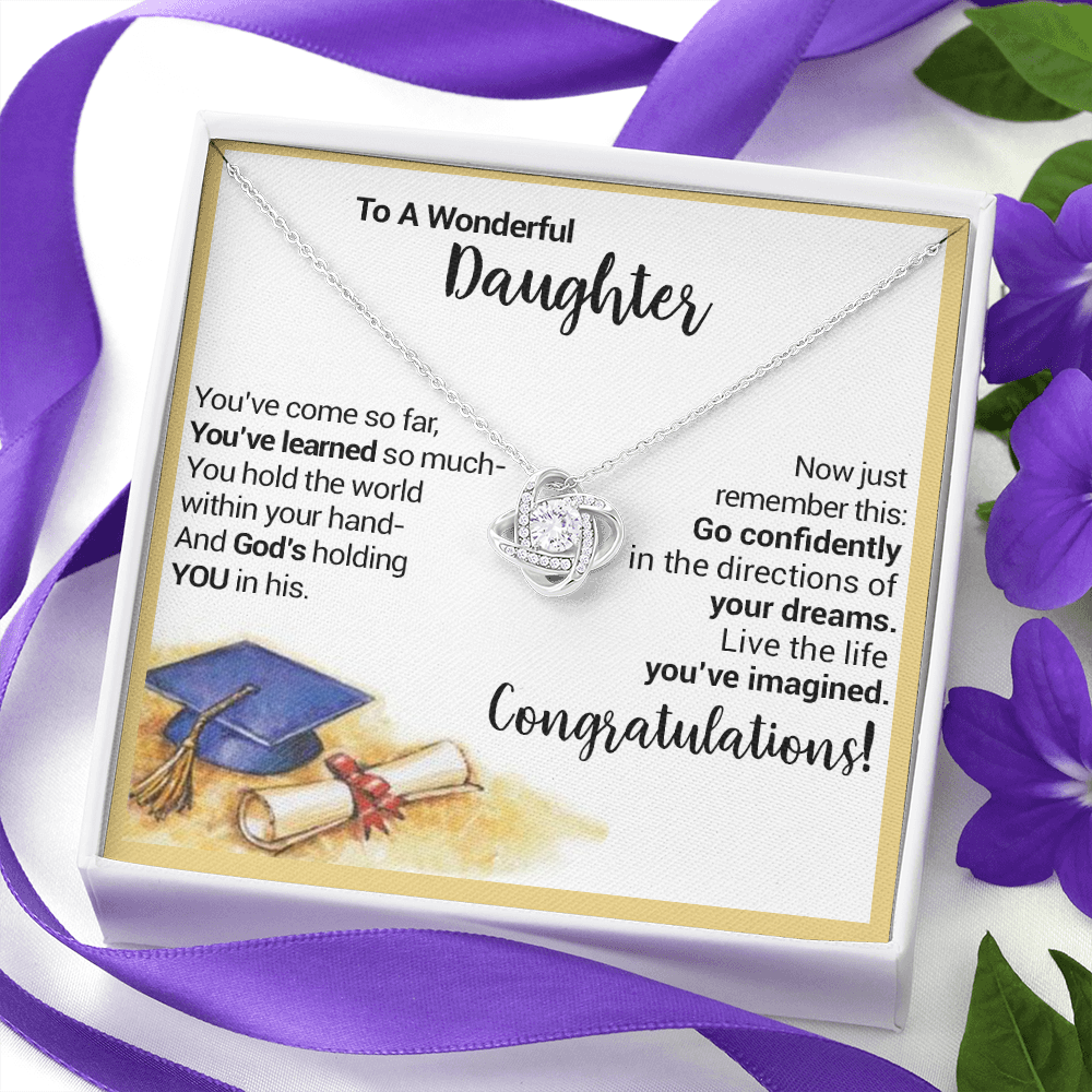 litzzy To A Wonderful Daughter - Go Confidently In The Directions Of Your Dreams - Love Knot Necklace jewelry   