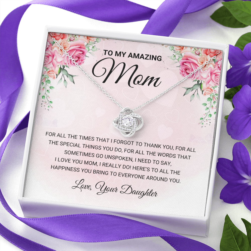 litzzy My Amazing Mom - Love Knot Gift From Daughter - Litzzy Mother's Day Gifts Necklace Jewelry   