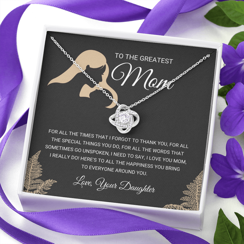litzzy Greatest Mom - Love Knot Necklace Gift From Daughter - Litzzy Mother's Day Gifts Necklace Jewelry   