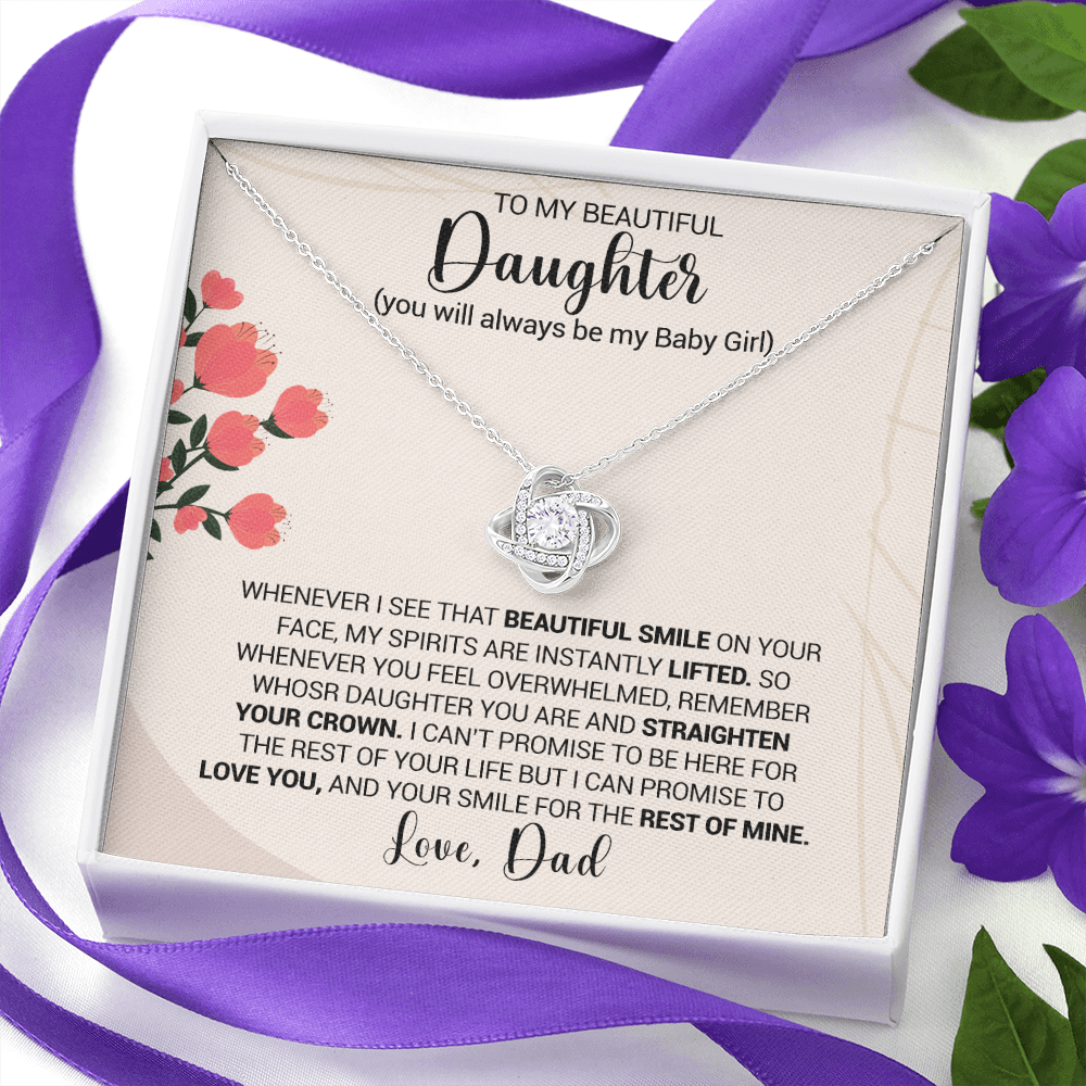 litzzy To My Beautiful Daughter - Whenever I see That Beautiful Smile - Love Knot Necklace jewelry   