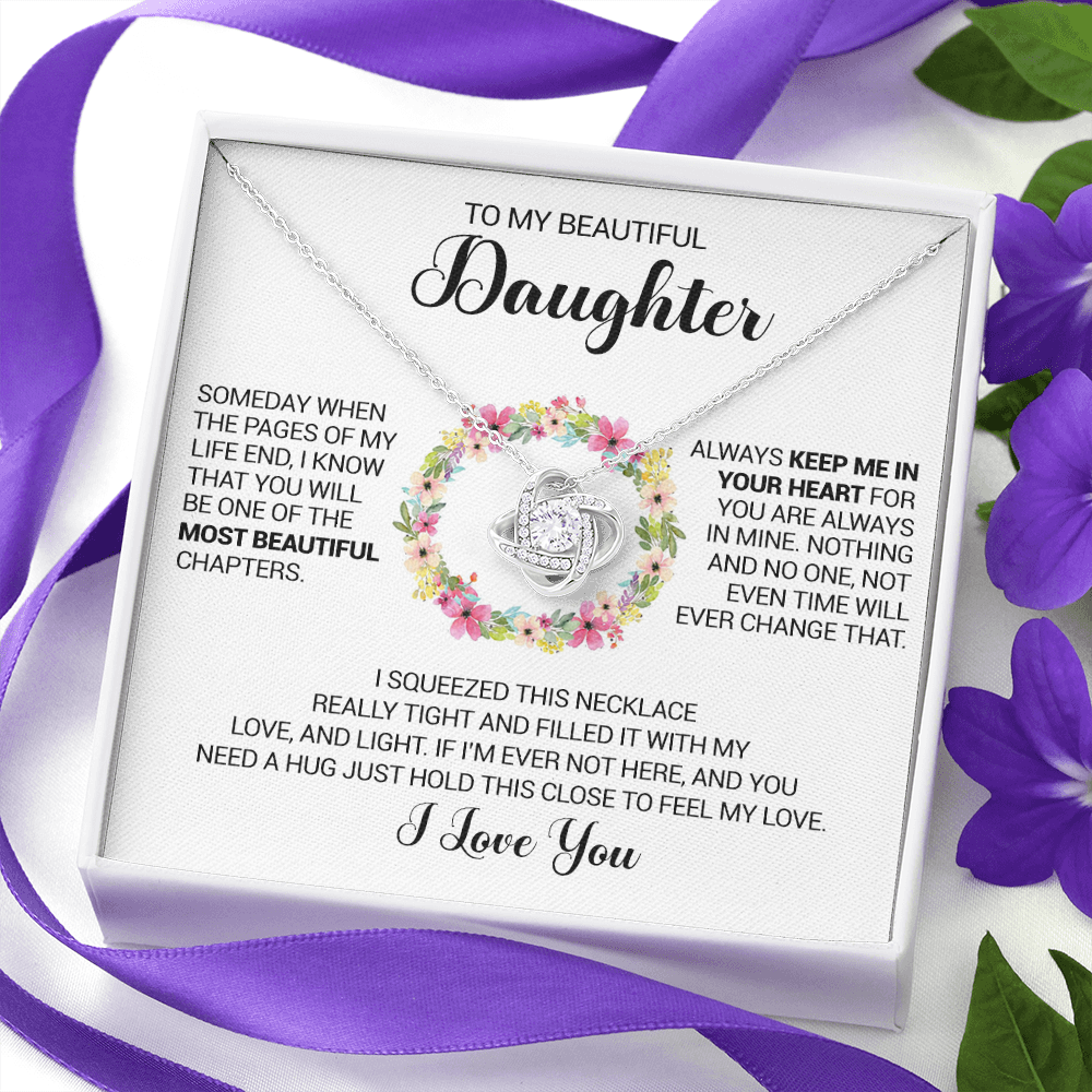 litzzy To My Beautiful Daughter - Always Keep Me In Your Heart - Love Knot Necklace jewelry   