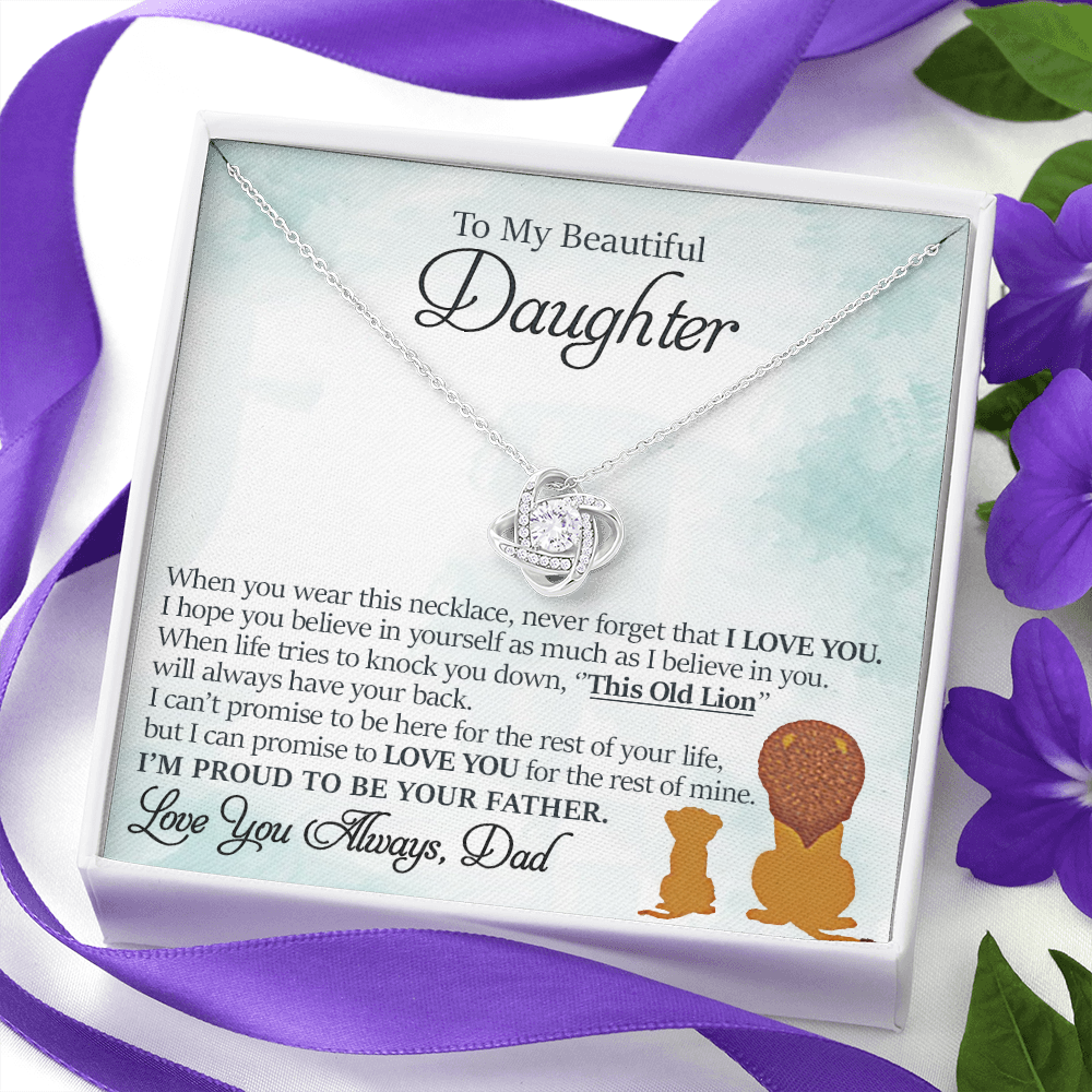litzzy To My Beautiful Daughter - This Old Lion Will Always Have Your Back - Love Knot Necklace jewelry   