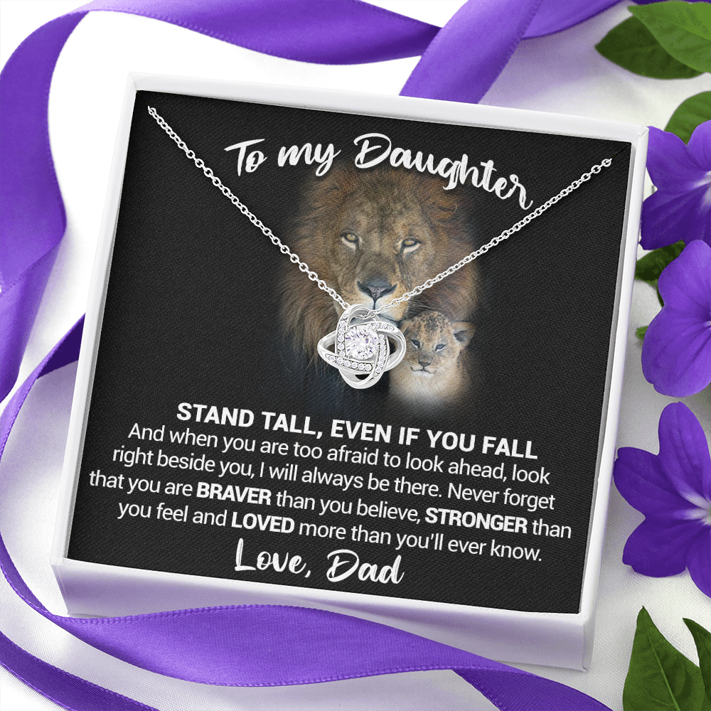 litzzy To My daughter - Stand Tall Even If You Fall - Love Knot Necklace jewelry   