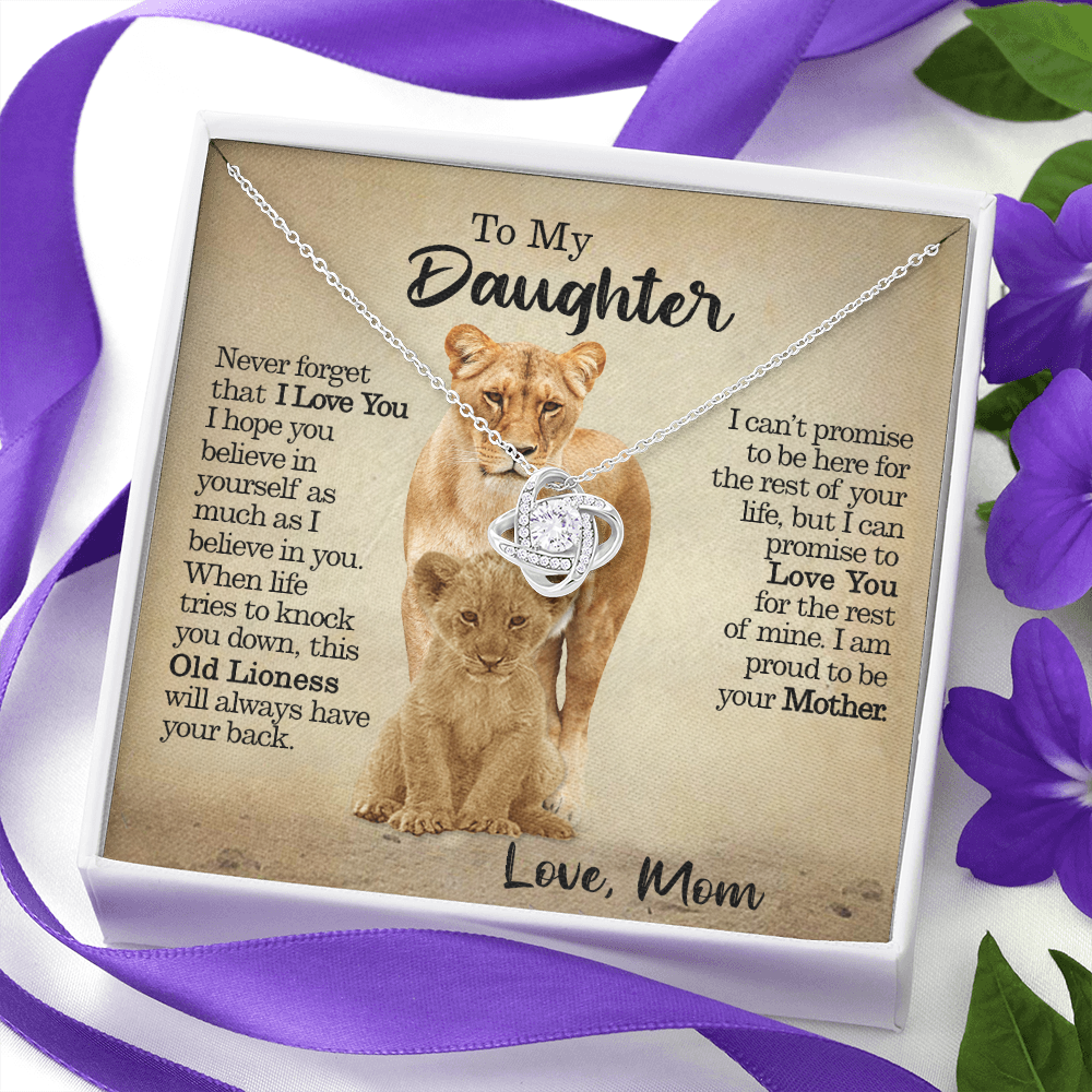 litzzy To My Daughter - This Old Lioness Will Always Have Your Back - Love Knot Necklace jewelry   