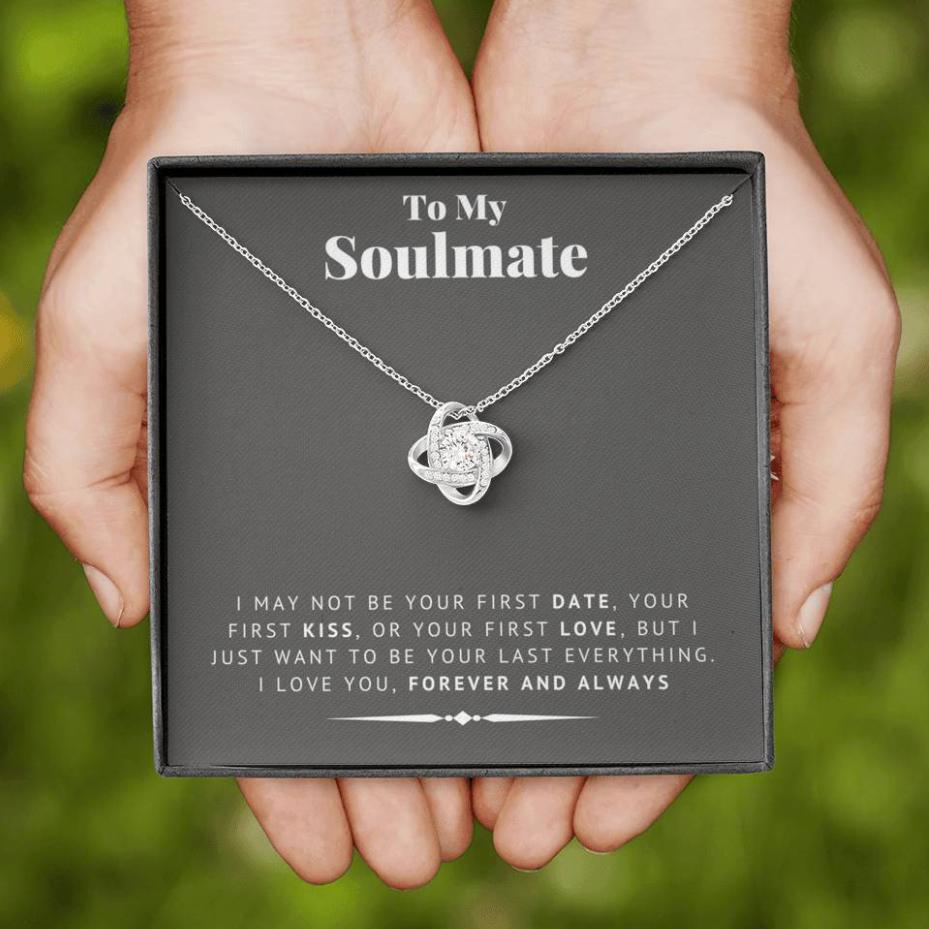 litzzy To My Soulmate - Last Everything - Love Knot - Necklace Gift For Her, Wife, Girlfriend, Anniversary, Wedding, Valentine, Birthday with Message Card Jewelry   