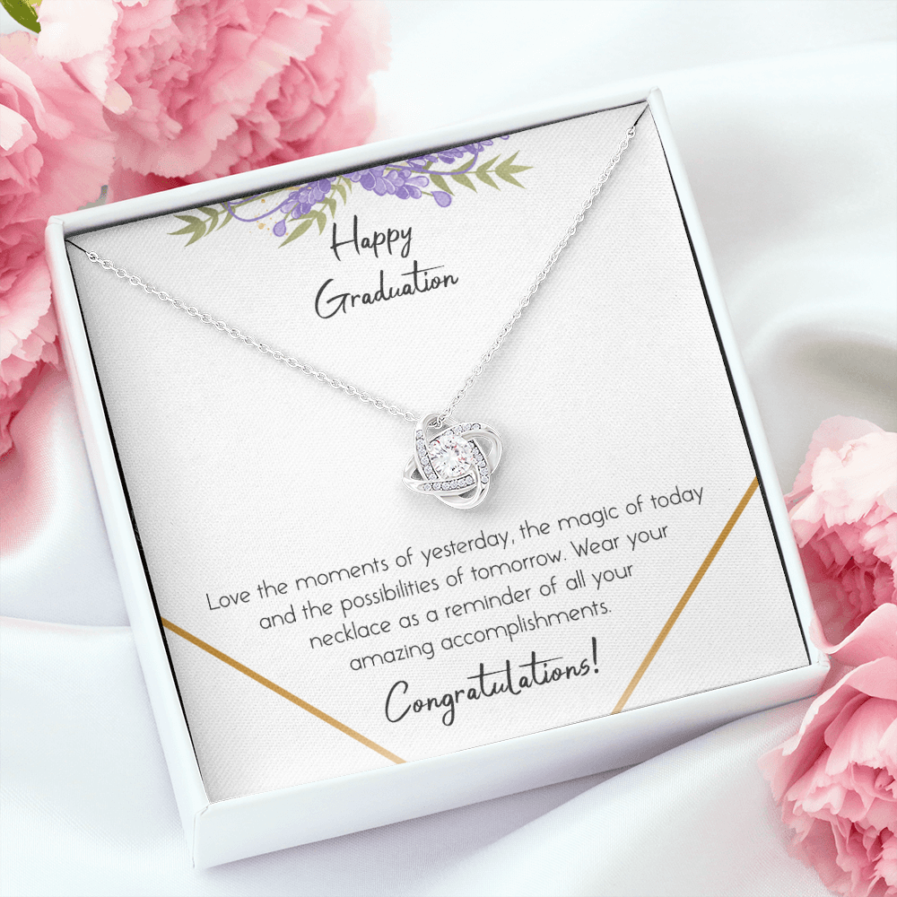 litzzy Happy Graduation Love Knot Necklace - Gifts For Wife Necklace Valentines Day Custom Made Romantic Gift For My Best Wife Ever    