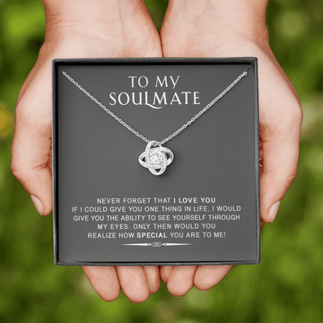 litzzy To My Soulmate - Never Forget That I Love You - Love Knot - Necklace Gift For Her, Wife, Girlfriend, Anniversary, Wedding, Valentine, Birthday with Message Card Jewelry Standard Box  