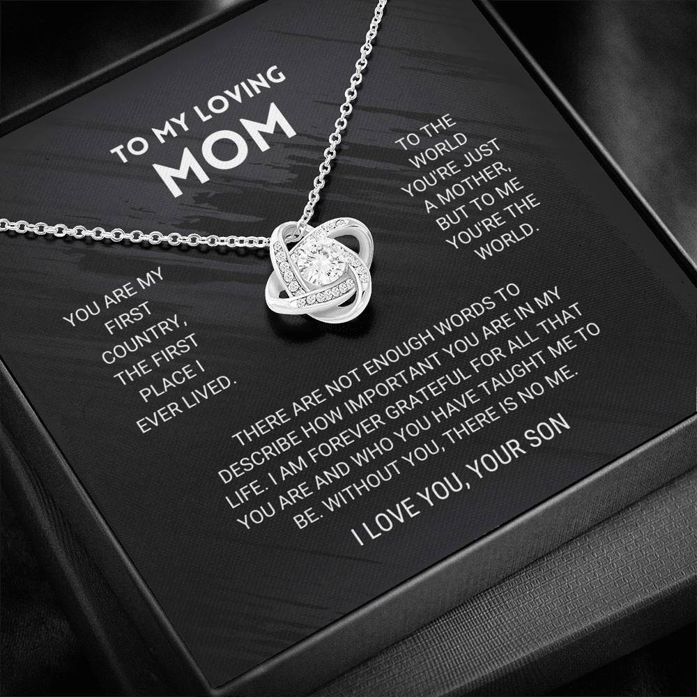 litzzy Mom - You're The World - Love Knot Necklace From Son - Litzzy Mother's Day Gifts Necklace Jewelry   