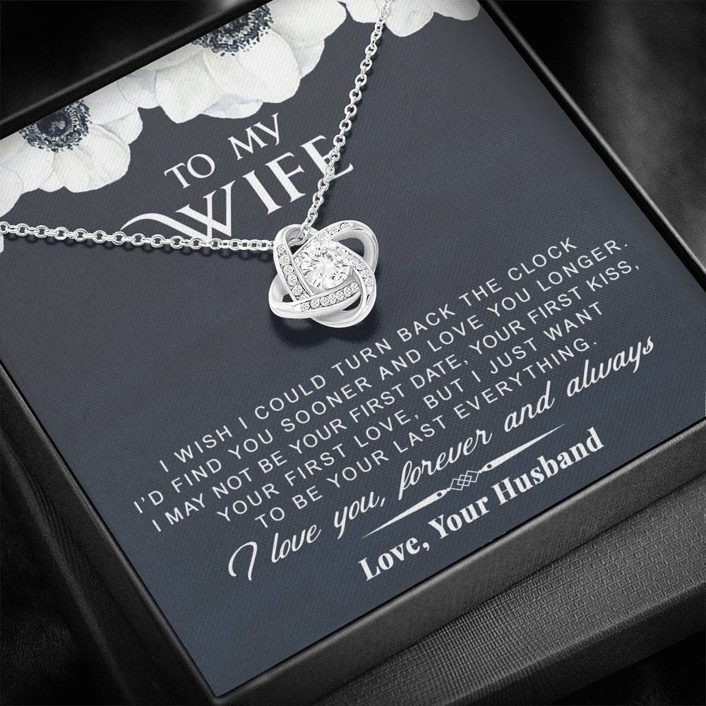 litzzy To My Wife - Turn Back The Clock - Gift For Valentine, Mother's Day, Birthday, Anniversary - Love Knot - Necklace Gift For Her, Wife, Girlfriend, Anniversary, Wedding, Valentine, Birthday with Message Card Jewelry   